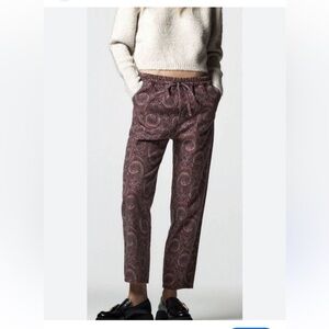 ZARA Paisley Drawstring Pants Purple Women's Size Medium Unique‎ Unisex Relaxed